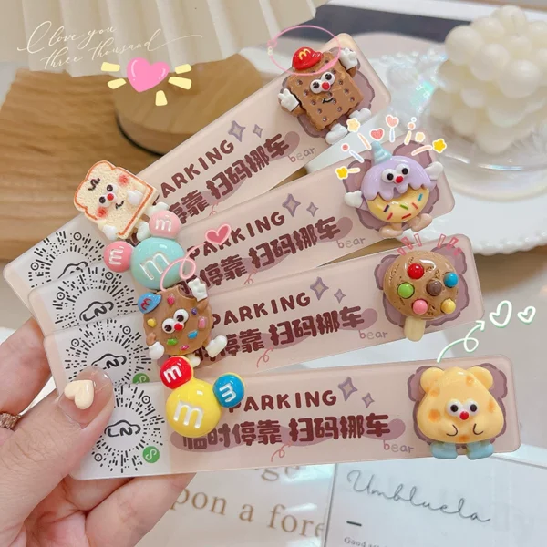 Cute Lady Cartoon Privacy Protection Car Parking QR Code Temporary Moving Phone Number Plate Car Ornaments