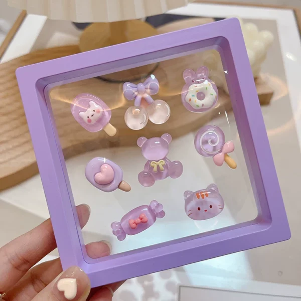Cute car interior decoration stickers female purple car interior stickers electric car center console screen 3D cartoon stickers