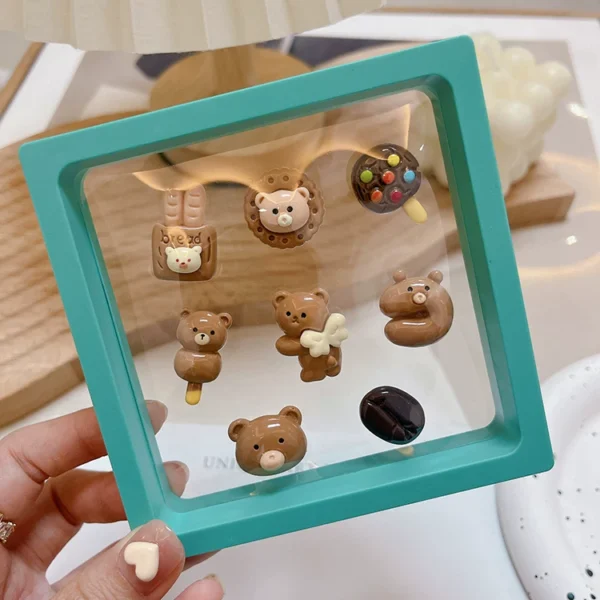 Cute Bear Center Console Car Screen Three-dimensional 3D Cartoon Electric Car Sticker Women's Car Interior Decoration Ornaments Traceless Sticker