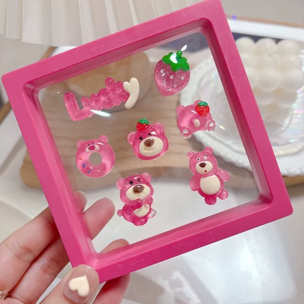 Cute strawberry bear ladies center console car screen three-dimensional 3D cartoon electric car stickers interior decoration ornaments