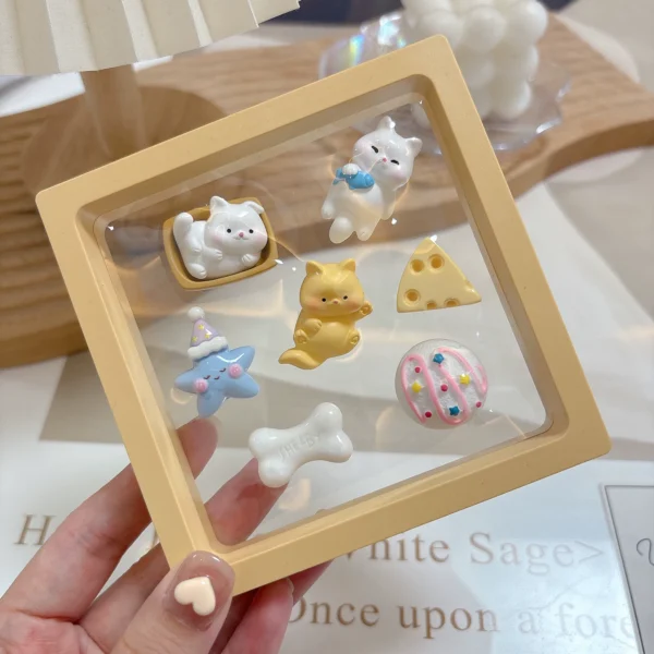 Cute cat and dog center console car screen three-dimensional 3D cartoon electric car sticker female car interior decoration ornaments seamless sticker