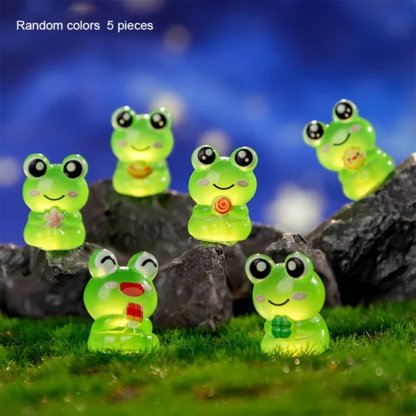 10pcs Kawaii Luminous Smiling Frog Resin Charms 3D Small Animal Pendant For Jewelry Make DIY Earring Necklace Keychain Charm