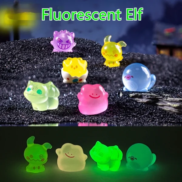 6pcs Creative Night Light Elf Mini Action Figures Diy Decoration Hanging Accessories Micro Landscape Computer Desktop Decoration