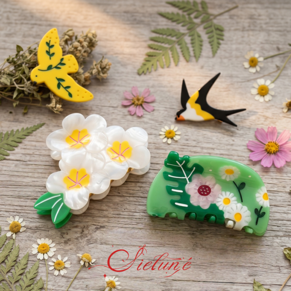"Spring Banquet" Cielune three-dimensional flower art clip acetate plate hair shark clip temperament hair accessories