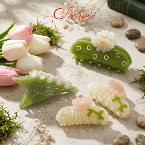 "Weiyang Flower Time" Cielune lily of the valley flower small daisy acetate shark clip high-end temperament updo hair accessory