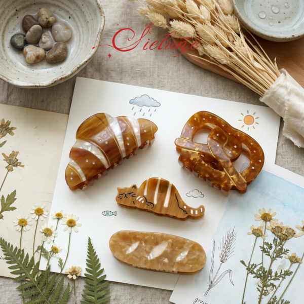 "Morning Light" Cielune French Croissant Clip Acetate Shark Clip High-end Hair Accessories