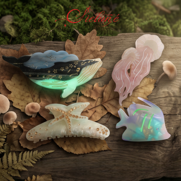 "Sea of ​​Stars" Cielune Beach Vacation Fluorescent Fantasy Acetic Acid Shark Clip High-end Updo Hair Accessory