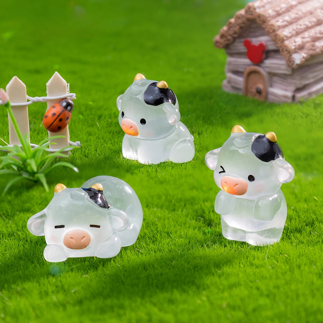 10-50pcs Creatively Cute Mini Luminous Cows Miniature Figurines DIY Home Decoration Accessories Gift Car Desktop Small Ornaments - Image 4