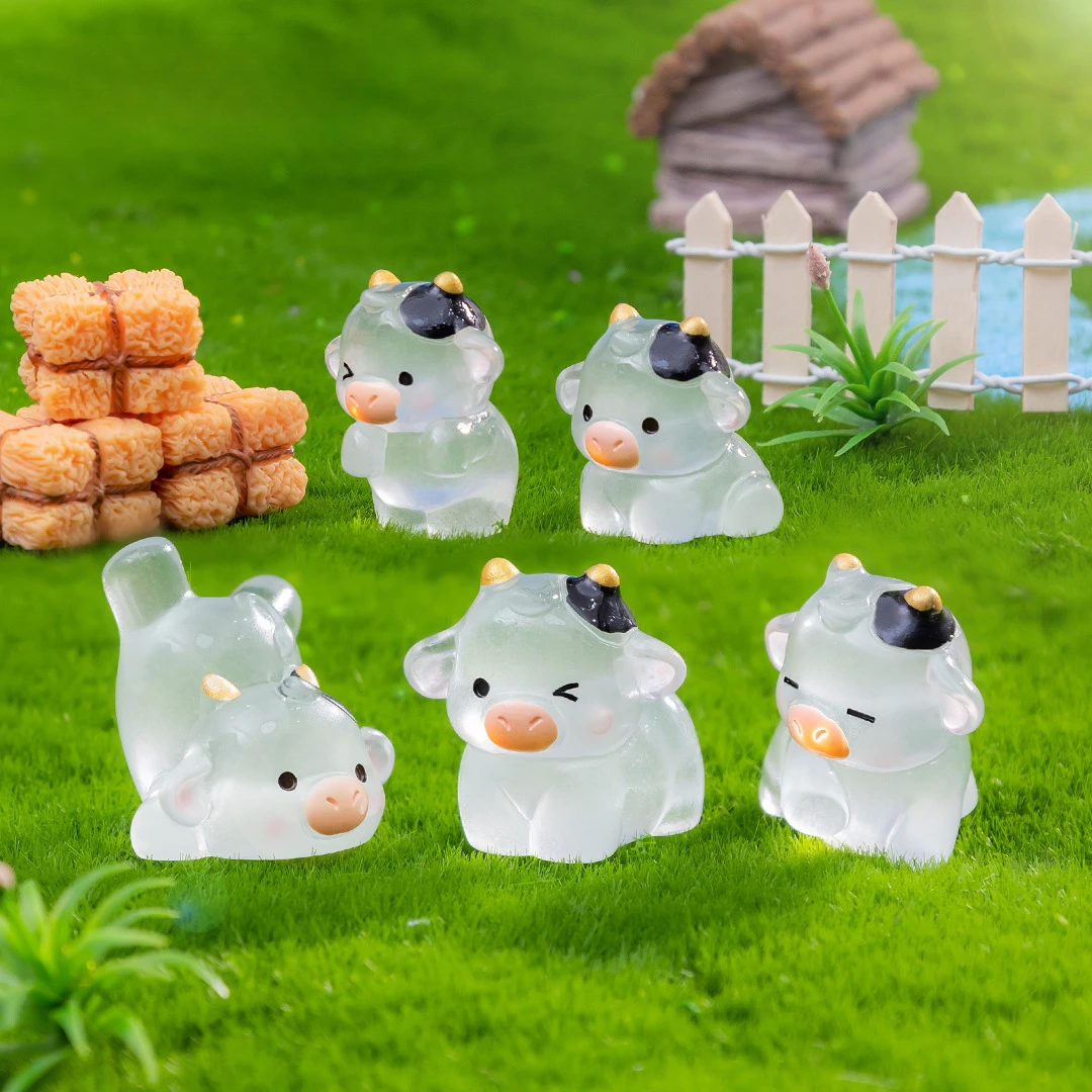10-50pcs Creatively Cute Mini Luminous Cows Miniature Figurines DIY Home Decoration Accessories Gift Car Desktop Small Ornaments - Image 3