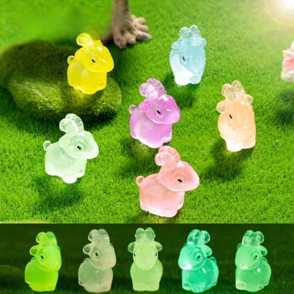 10/20/50pcs Luminous Goat Figurine Landscape Home Kawaii Room Decor Dollhouse Miniature Fairy Garden Decoration Accessories