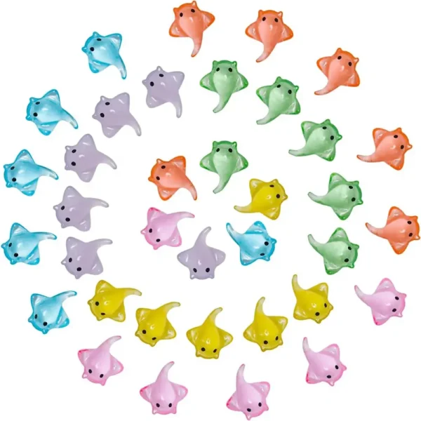 10pcs Mini Manta Ray Figure Realistic Resin Sting Sea Animal Figurines for Fairy Garden Micro Landscape Aquarium Fish Tank Decor