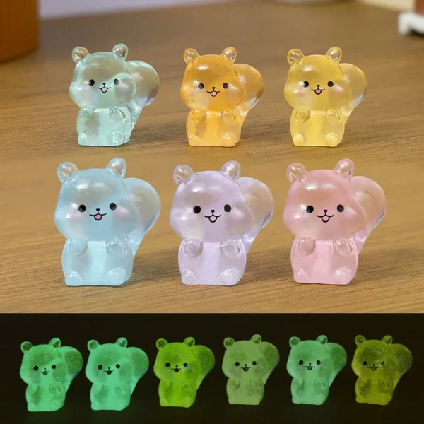 30pcs Luminous Mini Squirrel Miniatures Duck Micro Landscape DIY Accessories Mini Animal Home DIY Craft Decor Ornament Figure