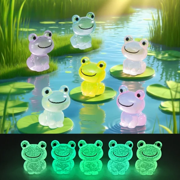 10-100pcs Resin Luminous Frogs Mini Sculpture DIY Home Garden Office Table Accessories Decor Figurine Craft Decora Ornament
