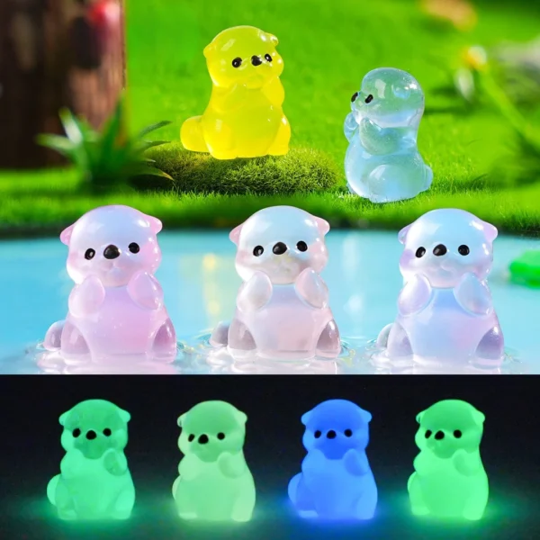 10/20/50pcs Glowing 3D Little Otter Garden Home Decoration Luminous Mini Animals Micro Landscape Moss DIY Dollhouse Ornament