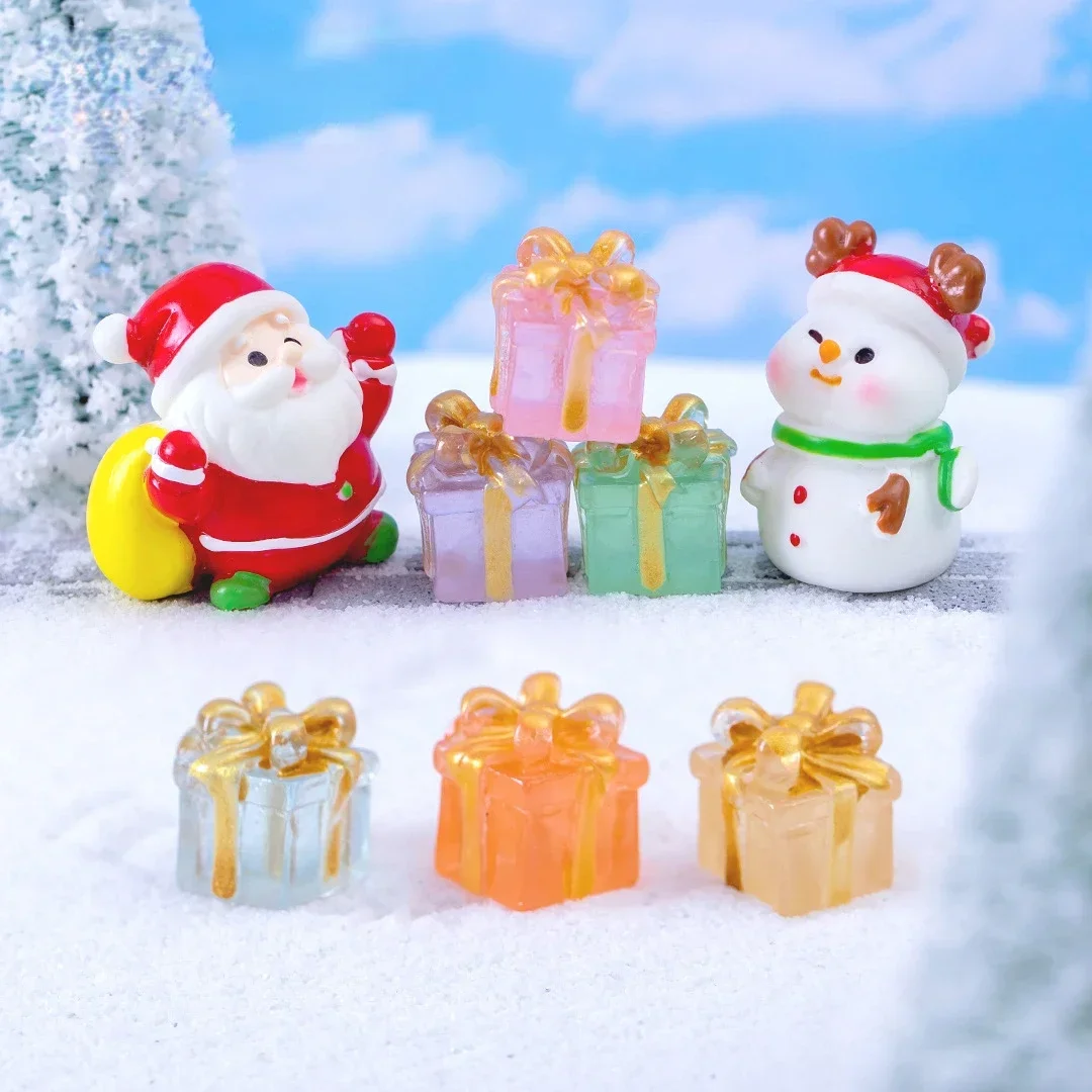 10/20/50pcs Luminous Mini Christmas Gifts Box Decoration Accessories Moss Landscape Ornaments Diy Dollhouse Miniatures Figures - Image 3