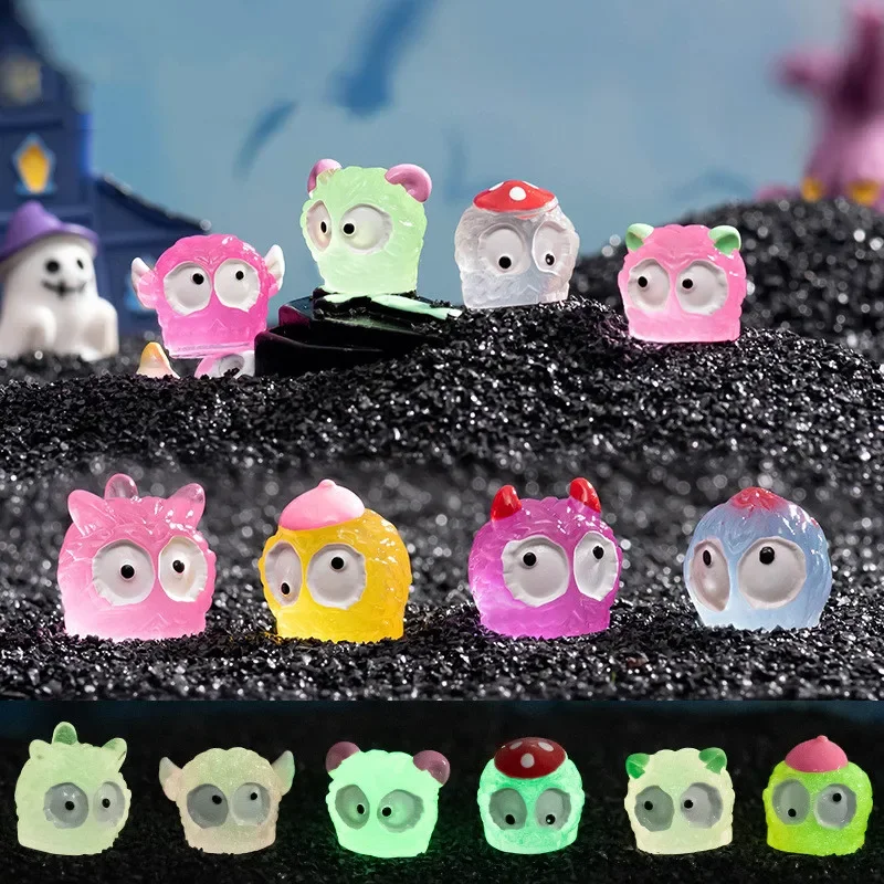 10-100Pcs Mini Luminous Resin Demon Elf Miniature Landscape Halloween Decoration Horned Devil Glow At Night Desk Decor Figurine