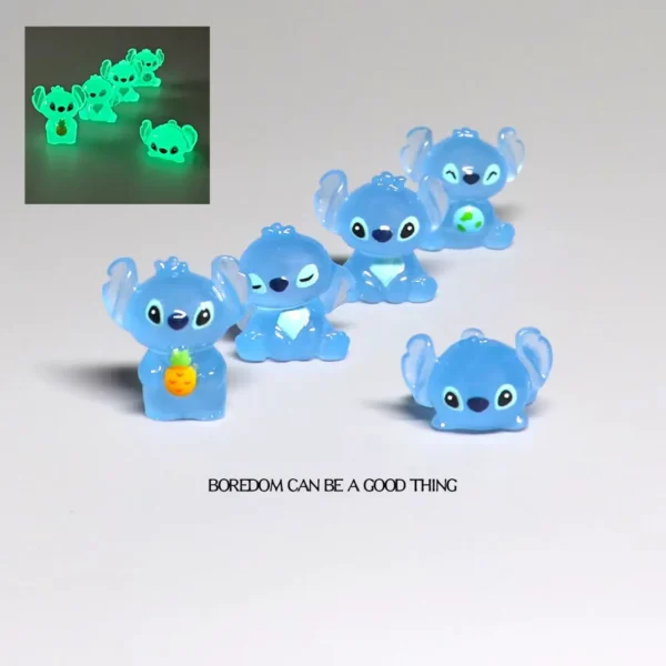Cartoon Stitch Resin Glow Night Accessories Cute Model DIY Jewelry Crafts Decoration 1.4-2.2cm Statue kawaii Animals Toys