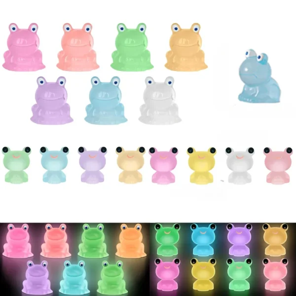 50/100pcs Luminous Mini Resin Frogs Statue Miniature Small Frog Statue Moss Landscape Model Small Frog Garden Family Party Decor