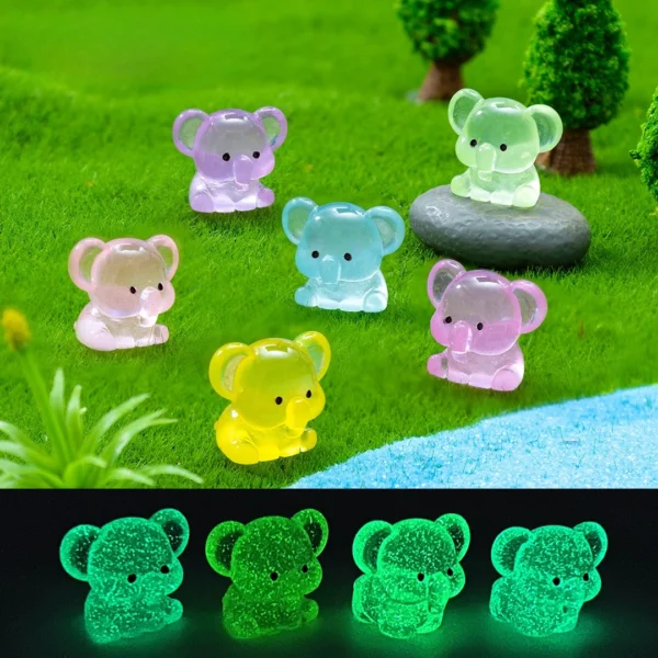10/20/50pcs Luminous Elephant Ornament Mini Figurines Miniature Glowing in Dark Elephants Micro Landscape Fairy Garden Ornament