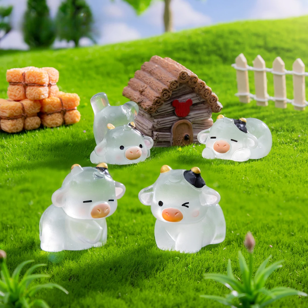 10-50pcs Creatively Cute Mini Luminous Cows Miniature Figurines DIY Home Decoration Accessories Gift Car Desktop Small Ornaments - Image 2