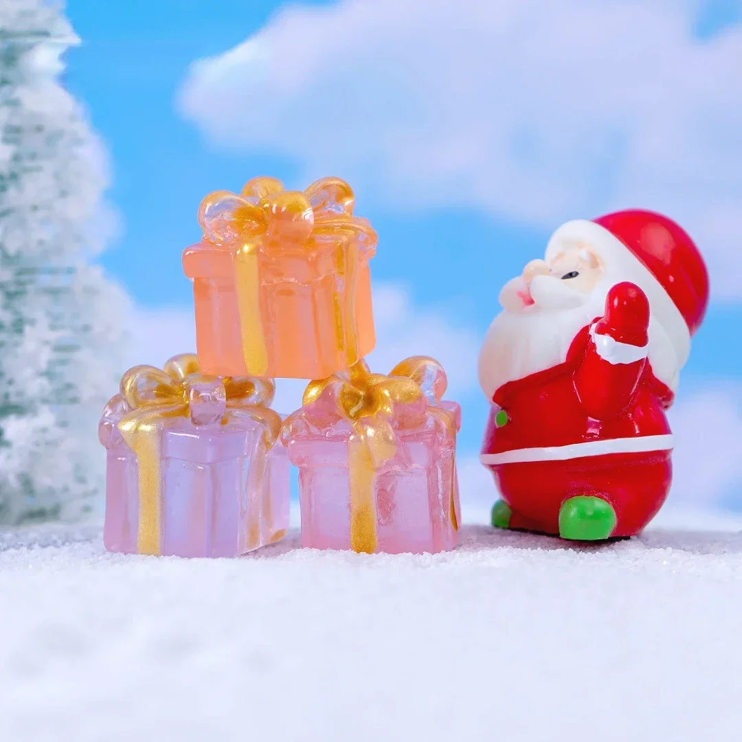 10/20/50pcs Luminous Mini Christmas Gifts Box Decoration Accessories Moss Landscape Ornaments Diy Dollhouse Miniatures Figures - Image 4